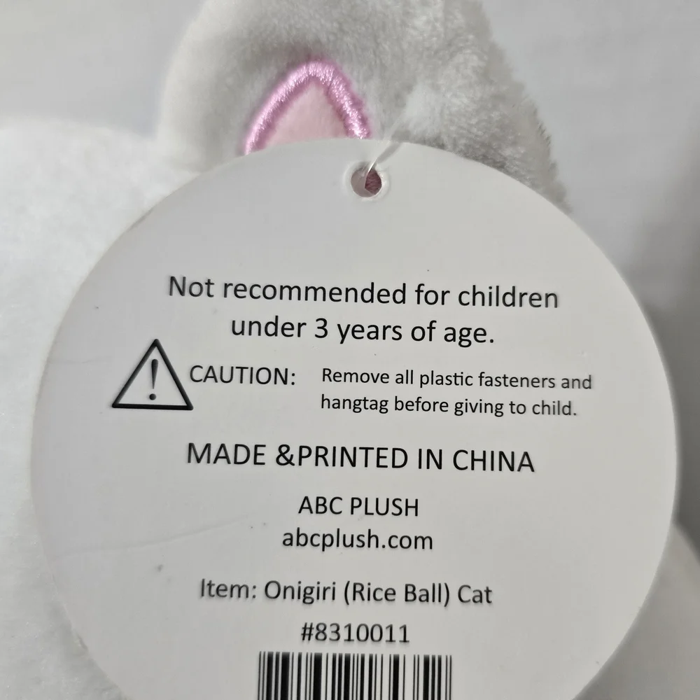 NWT ABC Plush Onigiri Rice Ball Cat Plush Stuffed Animal 